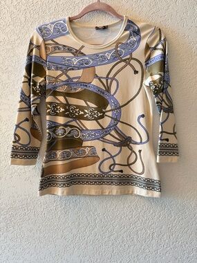 J. McLAUGHLIN Ropa Nautical Catalina Cloth Design 3/4 Sleeve Women’s Size Small